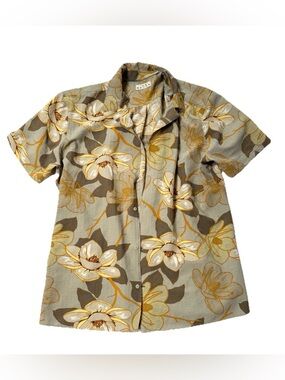 Ike Behar Beige Shirt with Mustard Floral Print